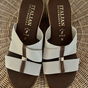 Italian Shoemakers Sandals - Cream and Brown